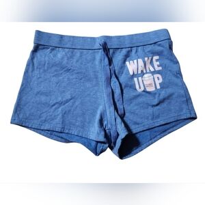 Bobbie Brooks Wake Up Coffee Sleepwear Medium Blue Shorts Inseam 3" Waist 15"